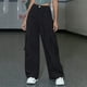 thumbnail image 2 of Gibobby Pantalones deportivos para mujer Pantalones cargo Mujer Ropa holgada de ajuste relajado Pantalones de mezclilla negros Cintura alta Cremallera(Negro,M), 2 of 5