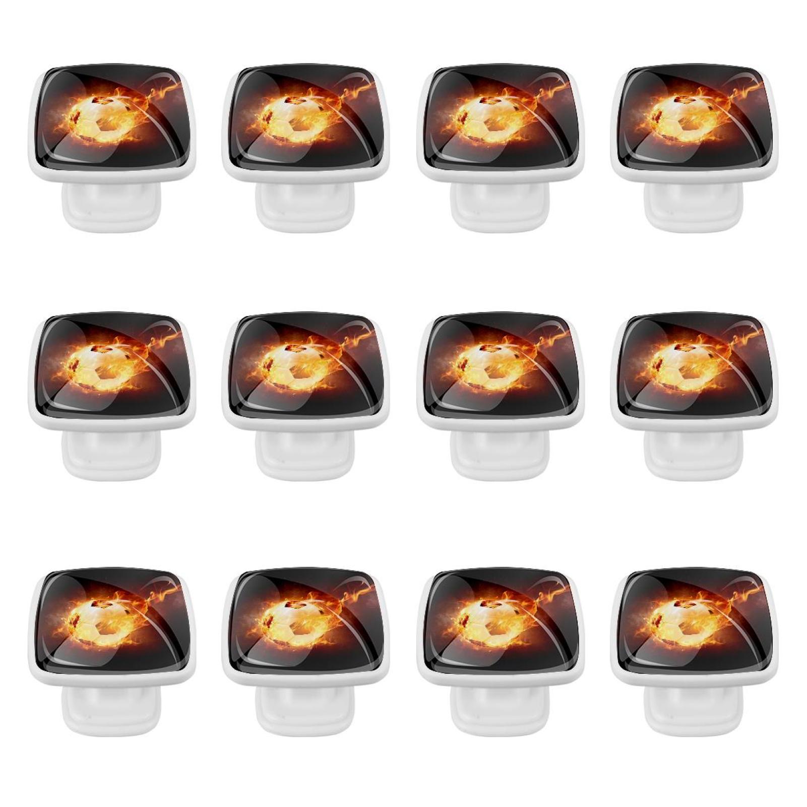 Ownta Square 12 Pcs Fire Football Sport Ball Door Knobs with