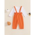 thumbnail image 4 of Suealasg 2Pcs Baby Boys Girls Halloween Outfit 3 6 9 12 18 Months Infant Boy Girl Long Sleeve Pumpkin Print Romper Suspender Pants Sets, 4 of 7