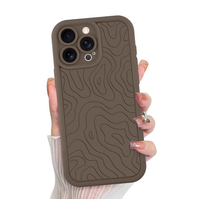 Funda de teléfono MZELQ para iPhone 15 Pro Max Silicone - Marrón