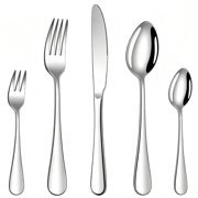 20 Piece Stainless Steel Flatware Set, Solid Silverware Cutlery Set for 4, Mirror Finish, Dishwasher Safe, Modern & Elegant Design
