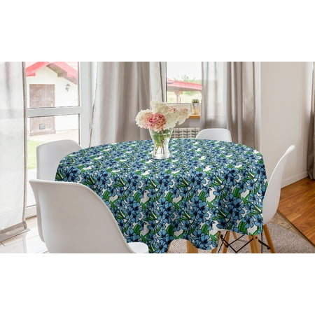 

Floral Round Tablecloth Pattern of Rhythmic Style Bold Spring Blossoms on Pastel Background Circle Table Cloth Cover for Dining Room Kitchen Decor 60 Sky Blue Green and White by Ambesonne