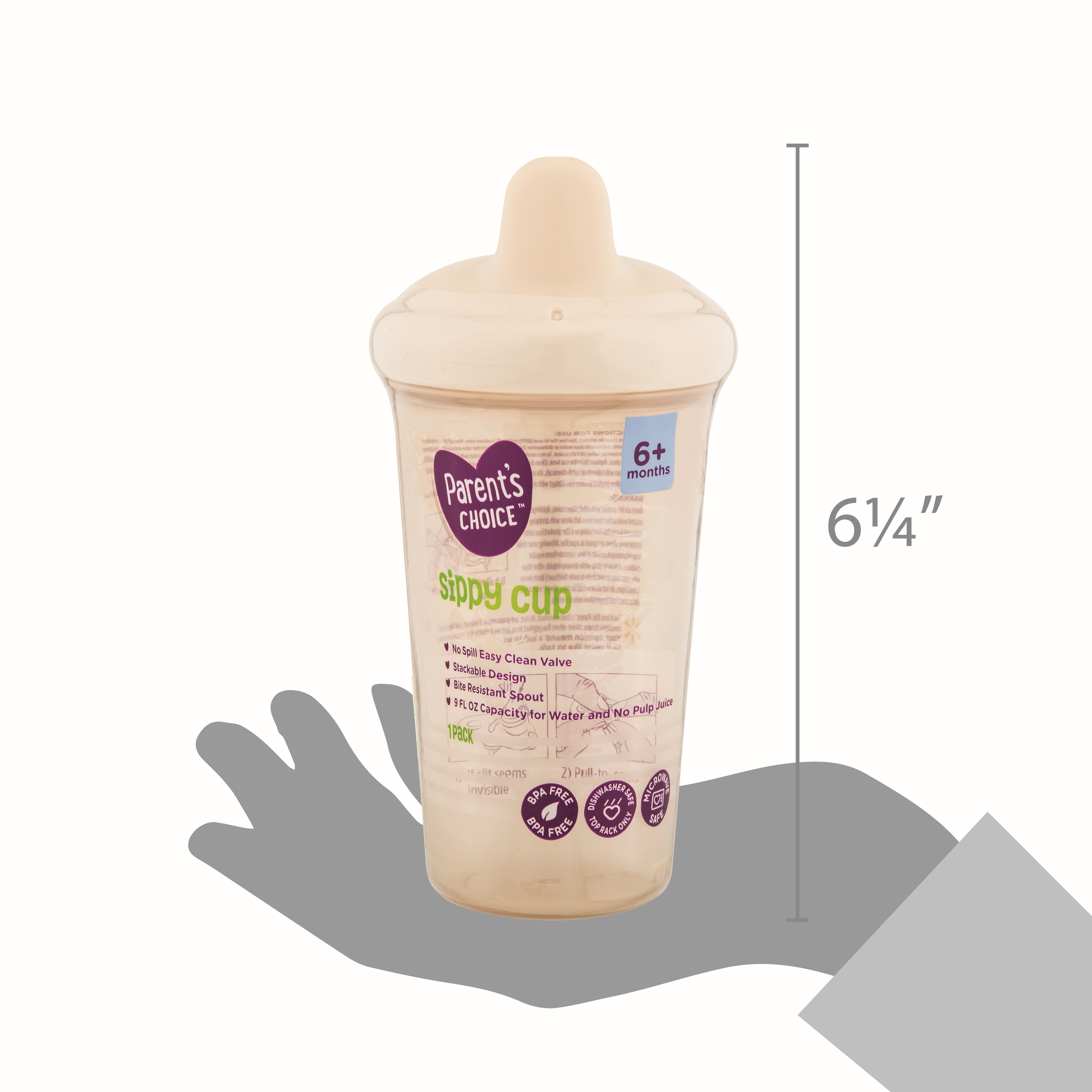 Parent's Choice Hard Spout Sippy Cup, 9 fl oz, 6 Months+, Beige Color
