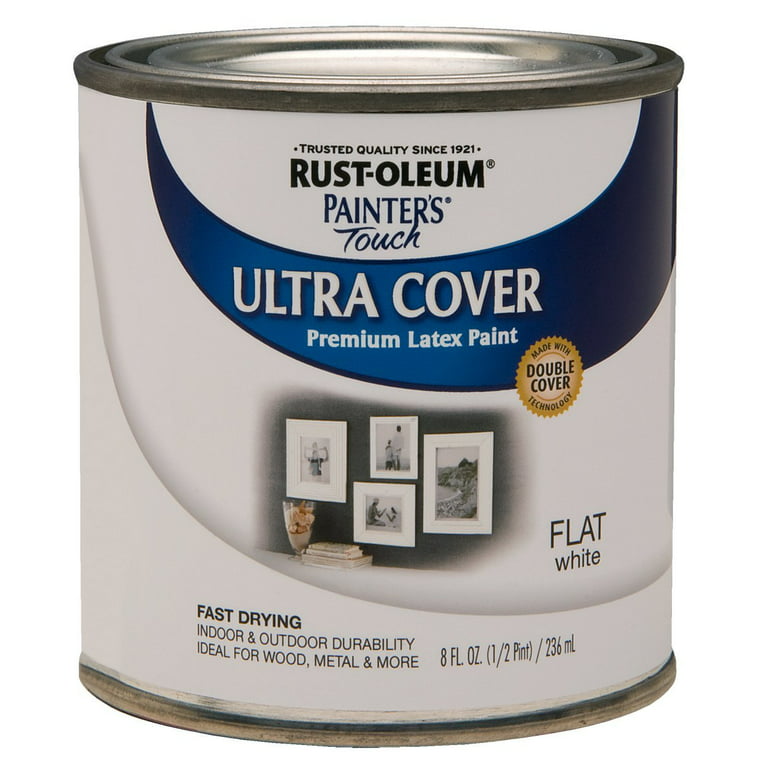Rust-Oleum 1990502 Painter's Touch Latex Paint, Quart, Flat White 32 Fl Oz  (1 Quarts Pack of 1) - House Paint 