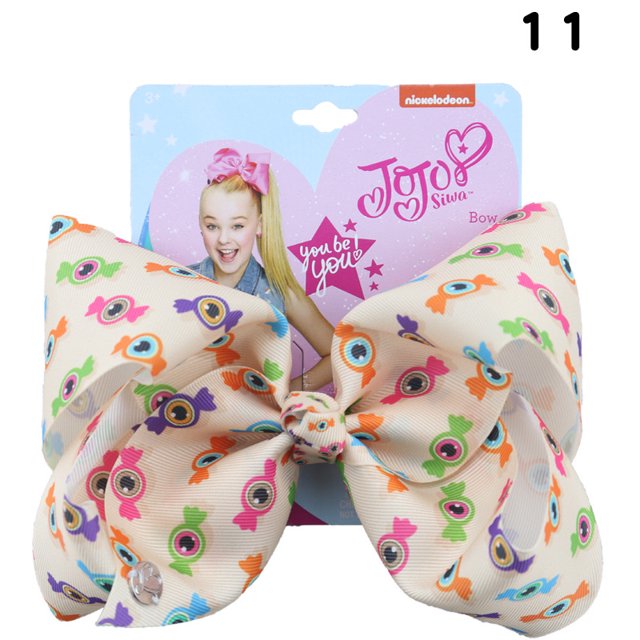 Halloween Children's Bow Hairpin 7 Inch Cute Headdress 2pcs Colored candy pattern printed on white