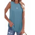 thumbnail image 2 of Women's Sleeveless Tank Tops T-Shirts Loose Crew Neck Basic Blouses Tunic for Casual Summer Blue XL, 2 of 8