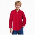 thumbnail image 2 of TOWED22 Toddler Boys Long Sleeve Polo Shirts School Uniform Dress Button Down Shirts Tops,Red,6-7 Y, 2 of 5