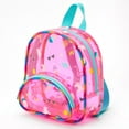thumbnail image 1 of Claire's Pink Translucent Backpack Summer Pattern Teal Accents, 1 of 2