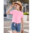 thumbnail image 5 of Arshiner Fashion Shirts For Girls Crewneck Summer Short Sleeve Kids Tee Shirts Girls Tie Knot Front Crop Girls Shirts Size 10-12 Years 130 Dark pink, 5 of 6