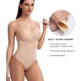 thumbnail image 2 of MANIFIQUE Women's Bra Free Bodysuits Tummy Control Shapewear Thong Body Shaper with Removable Pads, 2 of 7