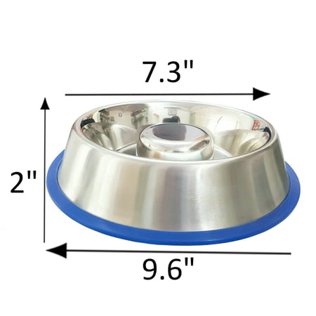 Stainless Steel Interactive Slow Feed Dog Bowl With A Silicone