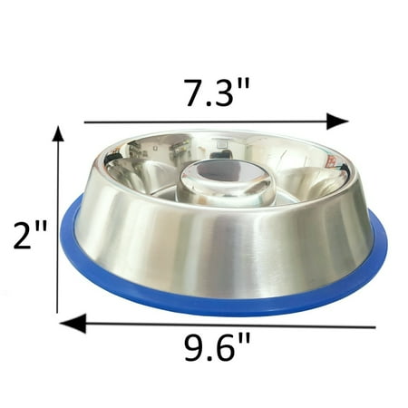 Stainless Steel Interactive Slow Feed Dog Bowl with a Silicone Base by Mr. Peanut's, Fun Healthy Bloat Stop Feeder