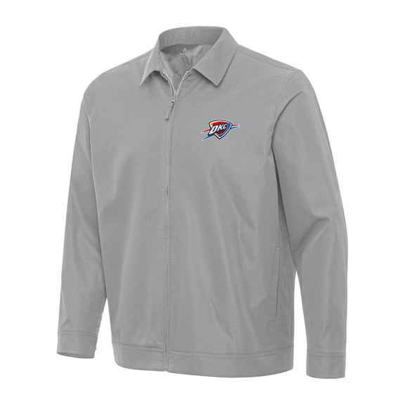 Men's Antigua  Gray Oklahoma City Thunder Pivot Full-Zip Jacket