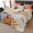 thumbnail image 2 of Orange Blue Hello Fall Throw Blanket,Flannel Fleece Blanket with Striped Design for Couch,Thanksgiving Pumpkin Maple Leaf Rustic Soft All Season Plush Blankets for Sofa Office Chair 30"x40", 2 of 9