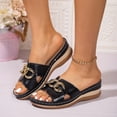 thumbnail image 2 of Dakaela Low Wedges Sandals for Women Comfortable Summer Slip on Slides with Arch Support Open Toe Beach Walking Slippers Shoes Size 6-10 Black, 2 of 8