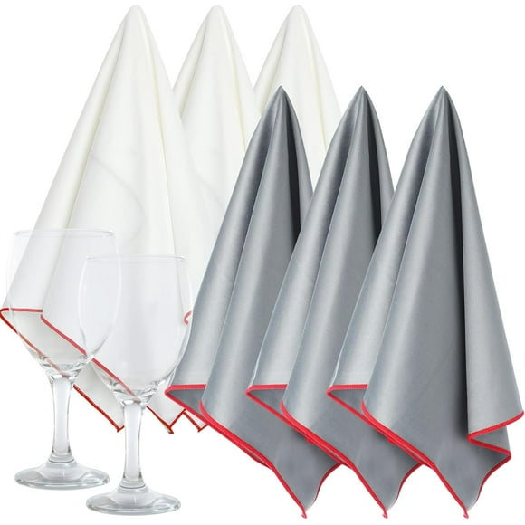 VitalCozy 6 piezas de paños de pulido para copas de vino de gran tamaño, paños de limpieza de microfibra 25 x 20 cm, paños sin pelusa para secar copas de vino, limpieza de ventanas, vajilla