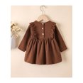 thumbnail image 3 of xiaxaixu Robe d'Automne pour Filles, Couleur Unie Col Rond à Volants Manches Longues, 3 of 8