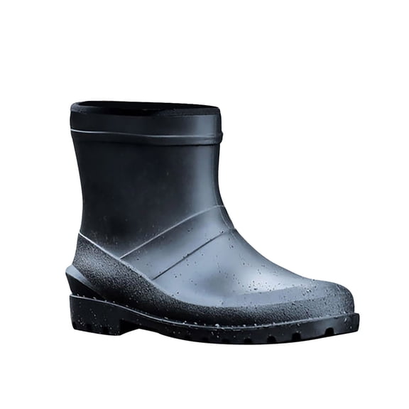 NOKIO en'S Casual Outdoor Waterproof Rubber Booties Water-Resistant Ankle Boots For Men Low Heeled Round Boots Rain Women Buckle Shoe Toe Middle Women's Boots