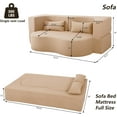 thumbnail image 2 of Tabaray Convertible Folding Sofa Bed, Full Size Folding Mattress, 2-in-1 Convertible Sofa Bed, Soft Teddy Floor Sofa Mattress with 2 Pillows, for Small Living Room, Dorm, Bedroom (Apricot), 2 of 9