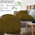 thumbnail image 5 of 3 Pcs Duvet Cover Set 100% Egyptian Cotton 1000 Thread Count with Zipper Closure & Corner Ties - Oversized Queen Size (98" x 98") Inch, Taupe Stripe, 5 of 5