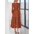 thumbnail image 2 of Vestido midi PRETTYGARDEN de manga larga para mujer, rojo ladrillo, 2 of 9