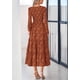 thumbnail image 2 of Vestido midi PRETTYGARDEN de manga larga para mujer, rojo ladrillo, 2 of 9