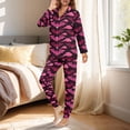 thumbnail image 3 of DISNIMO Womens Pajama Sets Bat Printed Long Sleeve Top with Long Pants 2 Piece Pjs Comfy Lounge Set V Neck Button Down Sleepwear, (Available in Plus Size), 3 of 6