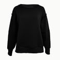 thumbnail image 3 of qucoqpe Women Oversized Ribbed Crewneck Sweatshirt Soft Comfy Long Sleeve Pullover Loose Fit Casual Top for Lounge Street Style Black L, 3 of 5
