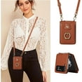 thumbnail image 4 of REQO Phone Case for Samsung Galaxy Z Flip 4 5G 2022 Wallet Cell Cover with and Crossbody Strap Ring Stand RFID Credit Card Holder ZFlip4 Z4 Flip4 4Z Accessories Kickstand Women Men Girls Brown, 4 of 7