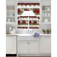 thumbnail image 3 of Christmas Poinsettia Swag Kitchen Curtains Sets for Windows 24 Inch Length, Winter Xmas Floral Bell Botanical Short Window Curtain Panels Swags Valances and Tiers 3 Piece Set for Cafe/Dining Room, 3 of 5