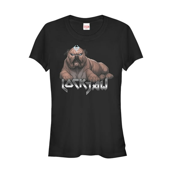 Junior's Marvel Inhumans Grumpy Lockjaw  Graphic Tee Black Small