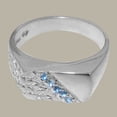 thumbnail image 5 of LBG British Made 9k White Gold Natural Blue Topaz Mens band Ring - 33 size options - Size 9.5, 5 of 6