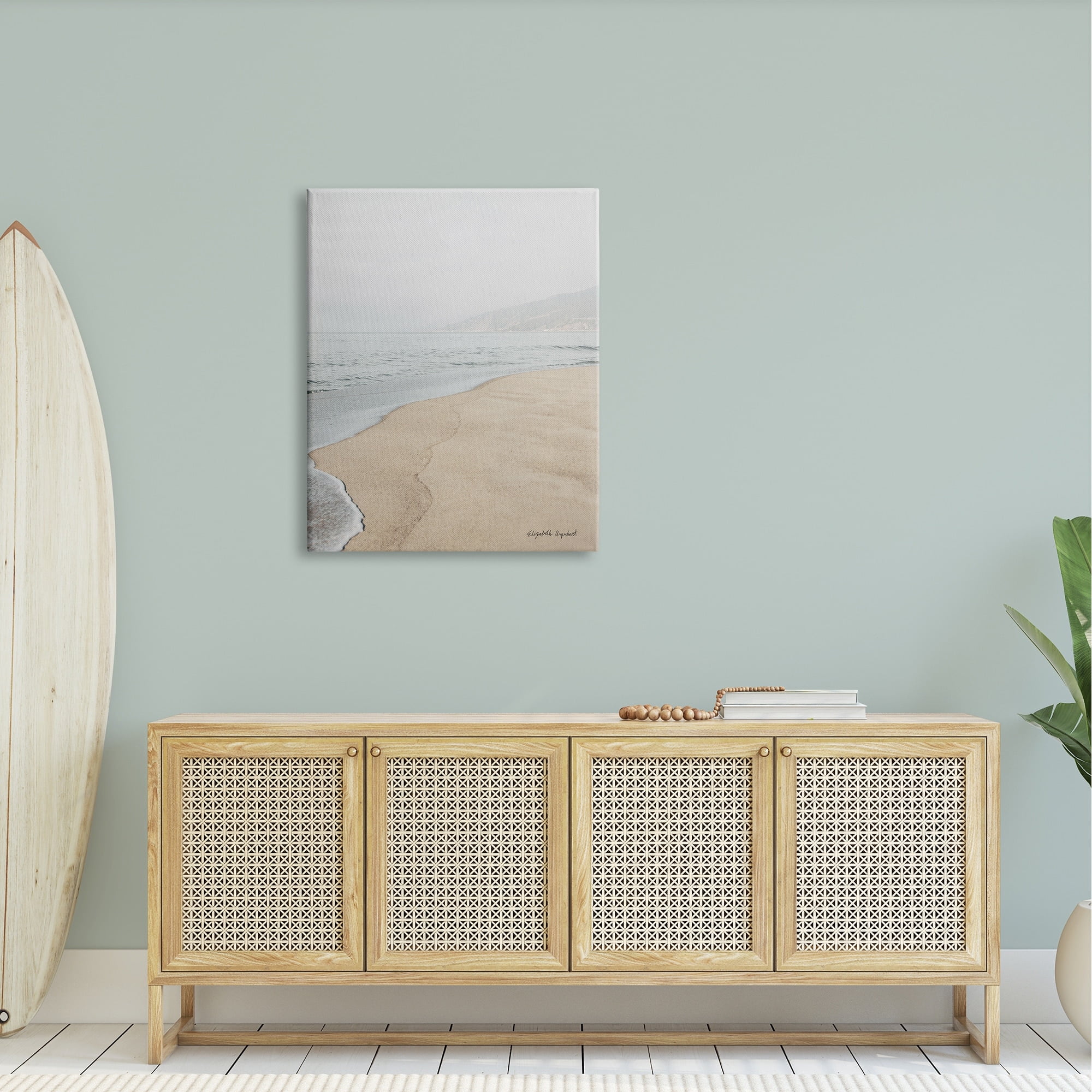 Stupell Industries Foggy Sky Beach Shoreline Landscape Illustration Coastal Photography Gallery-Wrapped Canvas Print Wall Art, 30 x 40, Design by Elizabeth Urquhart