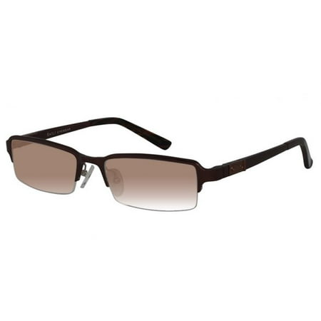 Ebe Sunglasses Reader Cheaters Mens Rectangular Half Rim Aluminum Brown Anti Glare Lens b097-sun