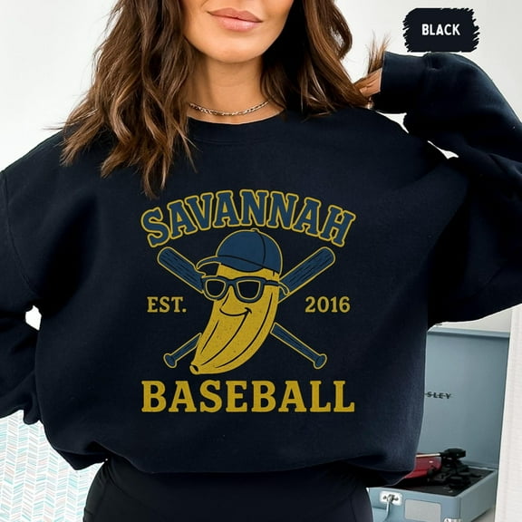 Velto Vintage Savannah Baseball Sweatshirt - Retro Unisex Crewneck, Banana Sport Fan Apparel, Athlete Gift, Baseball Team Merch, Baseball Lover All Size S-5XL