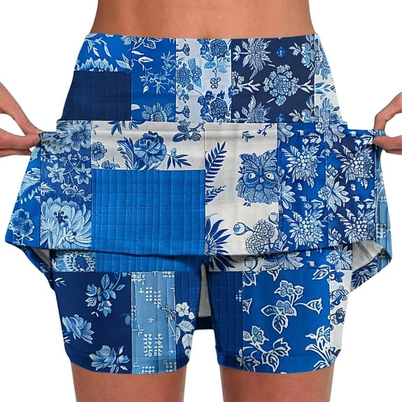 Jacenvly New Skirt with Shorts Women Leisure Women's Color Mid-Waist Skirt Pants Sports Shorts Bottoming Skirt Pants Breathable Multicolor