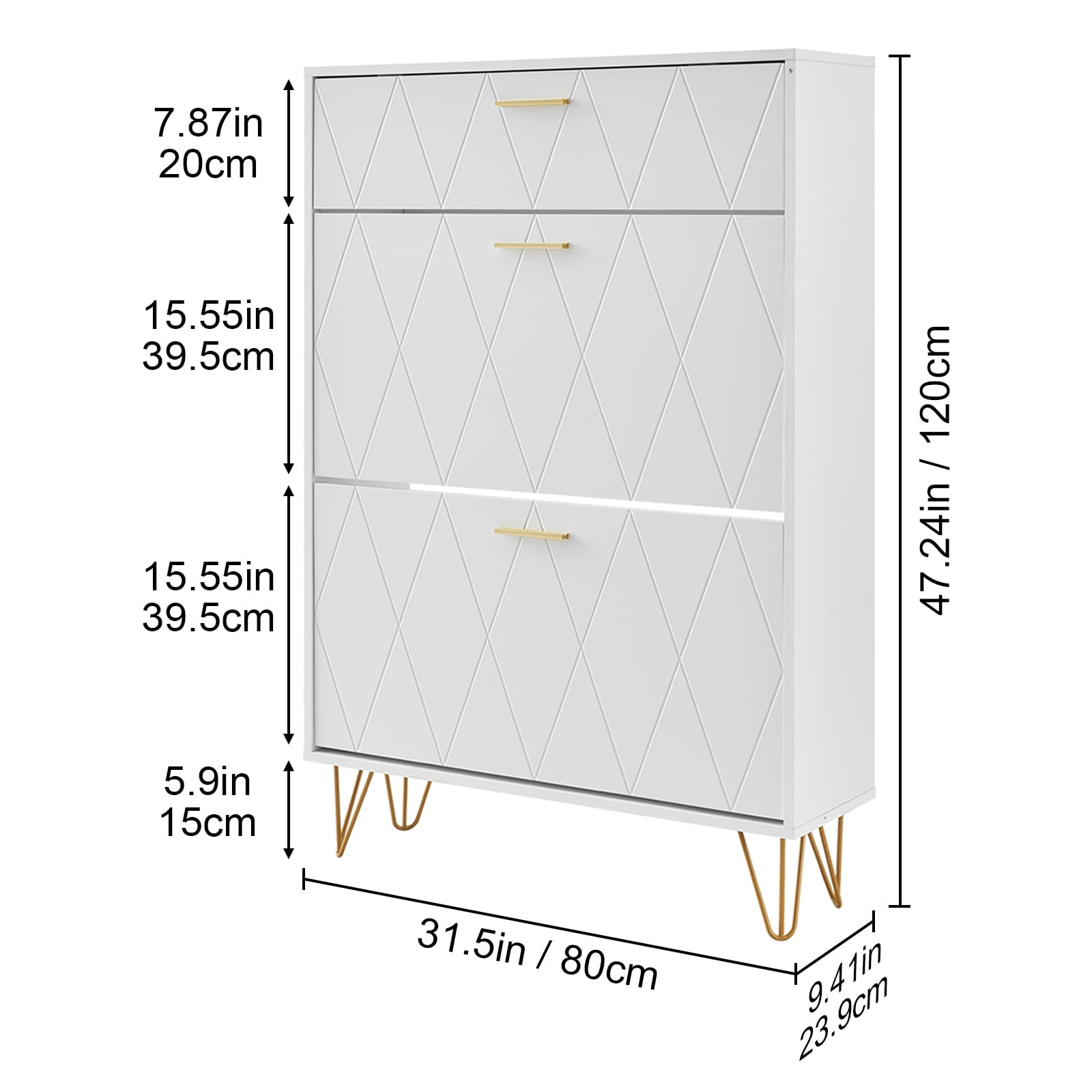 KFFKFF Shoe Cabinet with Triple Flip Compartments, Entryway Shoe Rack, Upright Shoe Holder for Various Footwear, Ideal for Hallway, Living Space