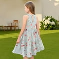thumbnail image 7 of Abcomgle Girl's Summer Casual Dress Casual Halter Neck Sleeveless Midi Dress Floral Print A-line Sundresses Beach Swing Dresses 11-12 Years,Mint Green, 7 of 7