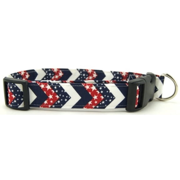 Red White & Blue Chevrons Dog Collar - Size - Small