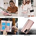 thumbnail image 5 of ELEHOLD For Samsung Galaxy S21 Phone Case Leather Crossbody Zipper Card Wallet Flip Case Kickstand Cover, with Ring Holder,Full Body Protection-Rosegold, 5 of 7