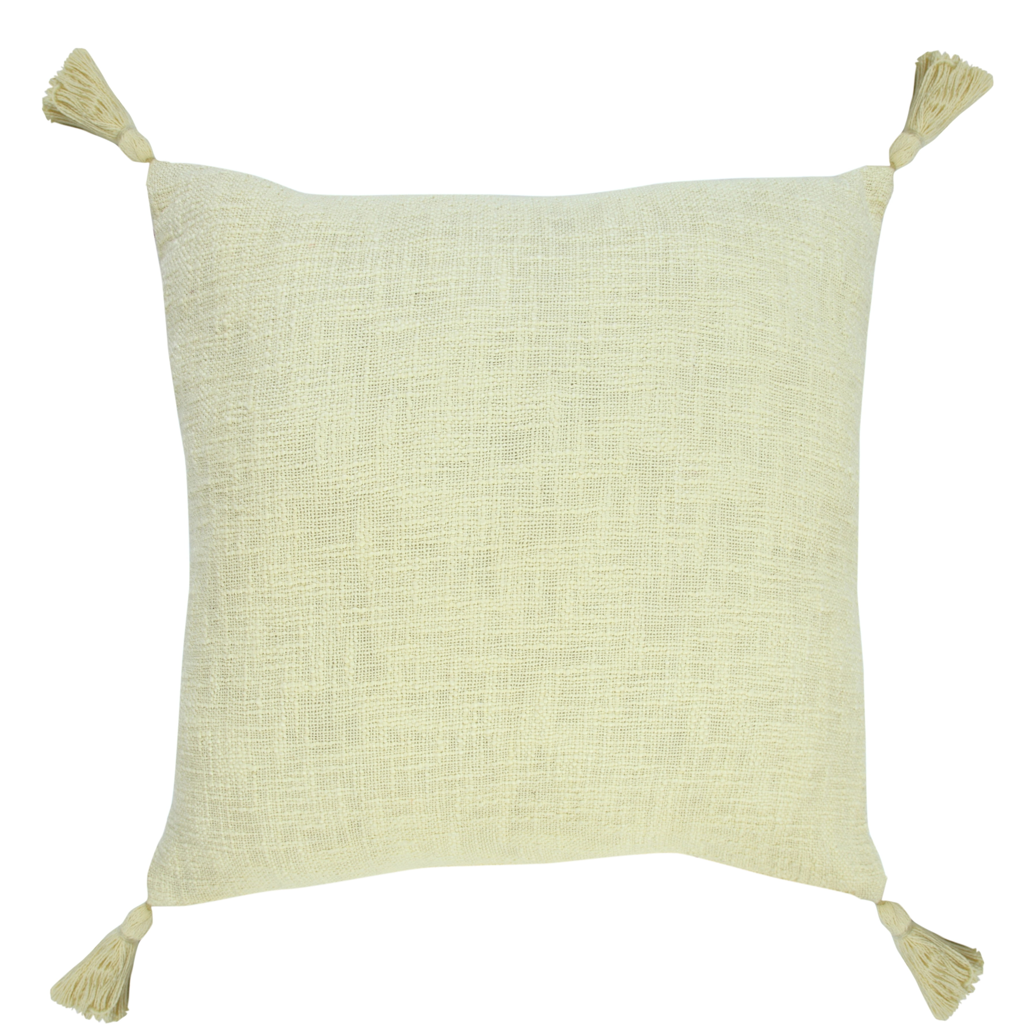 Harlow Hill Hampton 20" x 20" Solid Cotton Adult Decorative Feather Filled Pillow, Light Yellow