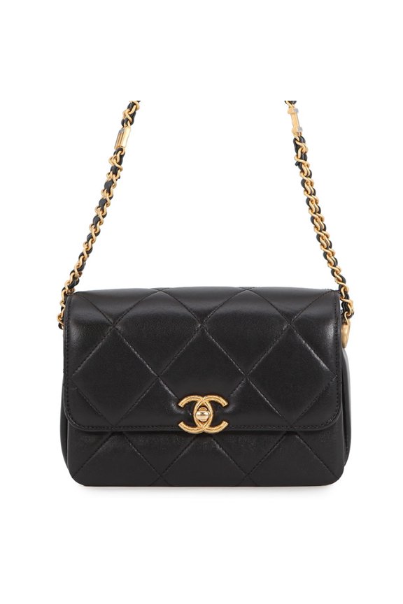Pre-Owned Chanel Chain Shoulder Bag Matelass Mini Flap Coco Mark Lambskin AS4862 CHANEL...