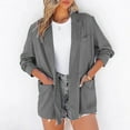 thumbnail image 4 of Puntoco Mujeres Damas Sólido Turn Down Collar Chaqueta Bolsillo Manga Larga Abrigo Prendas de Vestir Exteriores Flash Picks Puntoco Puntoco-6795, 4 of 9