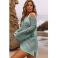 thumbnail image 3 of Charmo Womens Crew Neck Crochet Top Long Sleeve Swim Cover Ups Swimsuit, 3 of 4