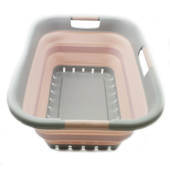 SAMMART Collapsible Plastic Laundry Basket - Foldable Pop Up Storage Container/Organizer - Portable Washing Tub - Space Saving Hamper/Basket