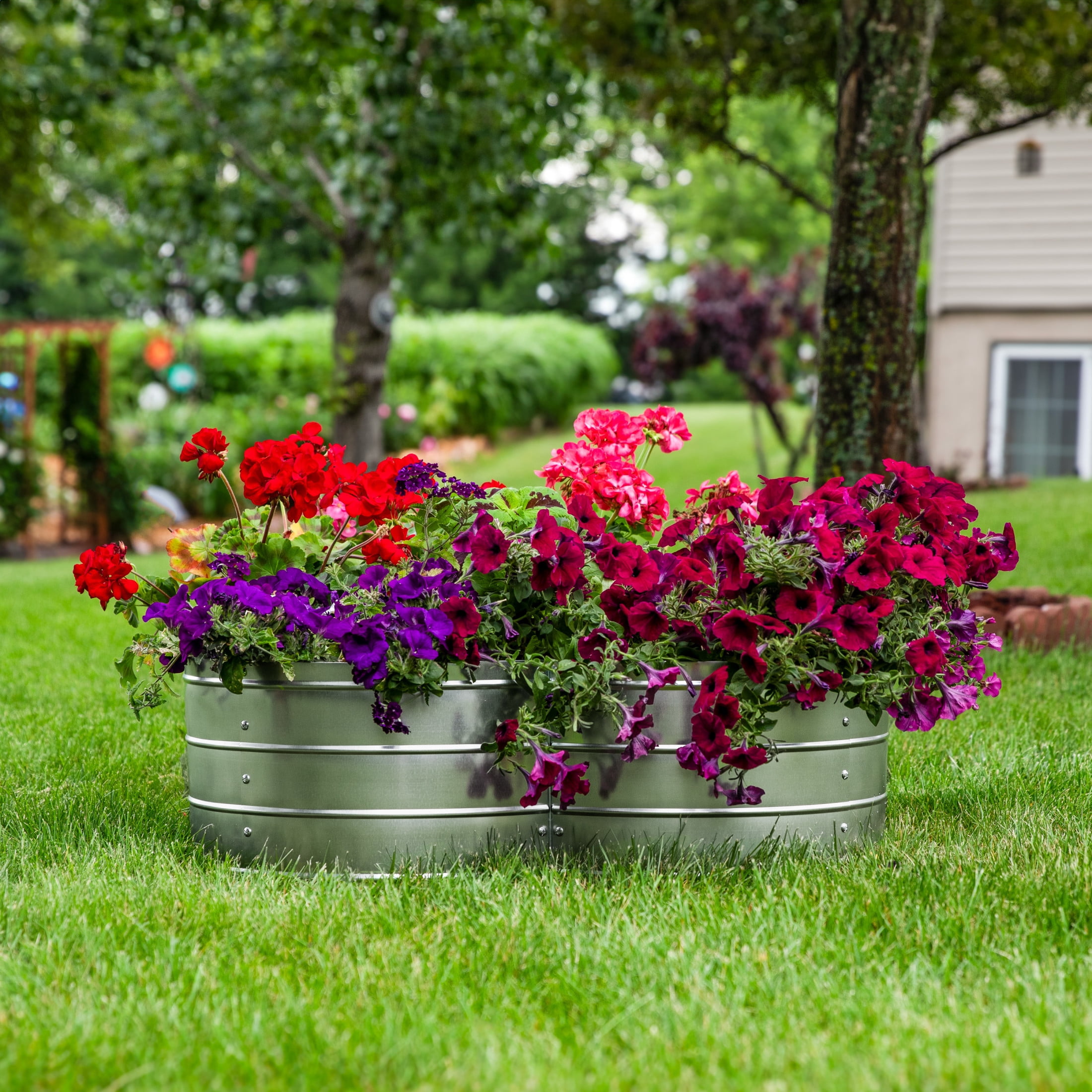 Sunnydaze 43" x 43" x 12" 4-Leaf Clover Silver Galvanized Steel Outdoor Raised Garden Bed