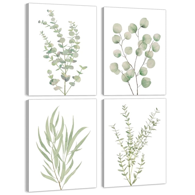 Decoración mural Erctoo Botanical, verde salvia, 30 x 40 cm x 4