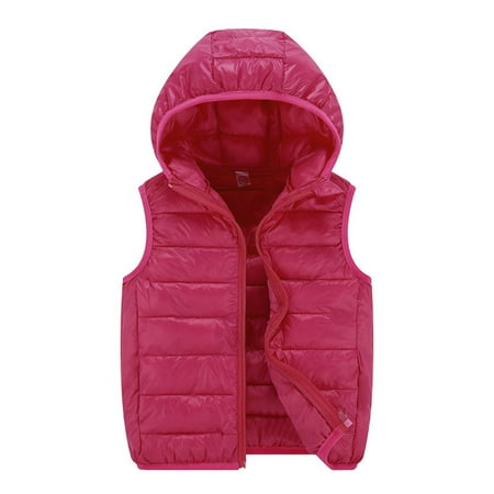 

kpoplk Baby Winter Jackets Toddler Baby Boys Girls Hoodie Outerwear Lightweight Zipper Jacket Coat Windproof Jacket for Kids 1-5 Years(Hot Pink)
