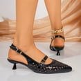 thumbnail image 5 of Kitten Heels for Women Pointed Toe Pumps Low Heel Slingback Heels with Buckle Dress Shoes for Dating Party Working Black 40, 5 of 6