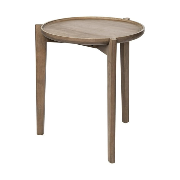 Mercana Cleaver I Round Top Brown Solid Wood Accent Table 69023